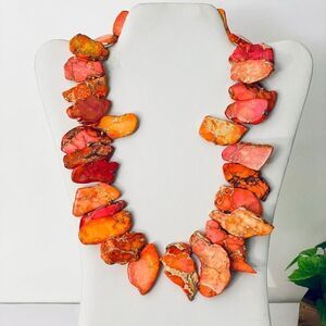 NWT Iris & Lily sterling silver 925 genuine Orange Jasper gemstone Necklace